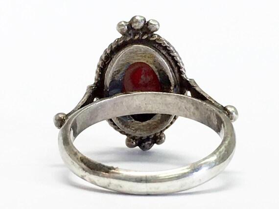 Excellent Sterling Silver Coral Ring SZ 6 - image 3