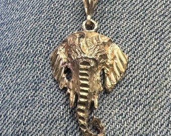 Elephant head/trunk sterling silver pendant.#1758B4.Free shipping!!!