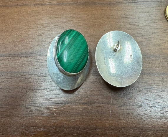 Vintage Navajo Lester Ortiz malachite big heavy p… - image 4