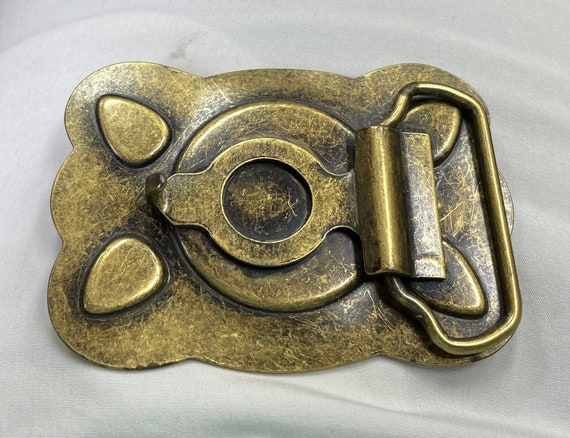 Vintage western/ rodeo/ stone brass belt buckle. … - image 3