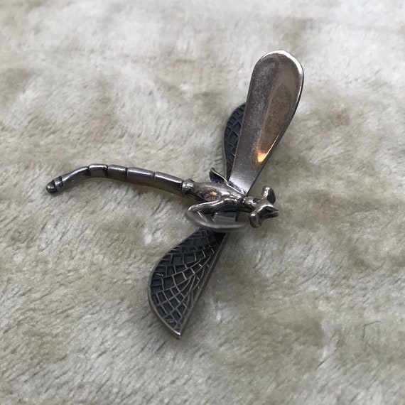 Dragon fly brooch sterling silver unisex 11.8g.#3… - image 2