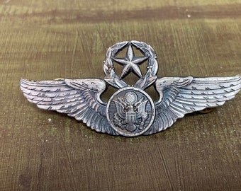 Vintage 1/20 Sterling Silver Air Force Crew badge / pin / brooch 3”x 1.2” inches.#200851BEB.Free shipping!!!