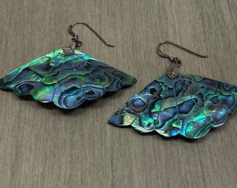 Sterling silver abalone shell drop earrings.#200110. Free shipping!!!