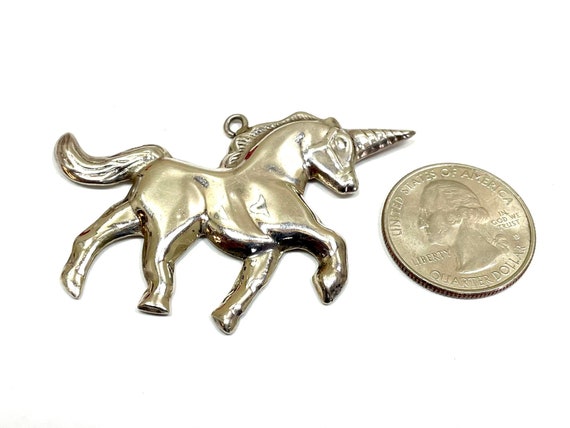 Sterling silver unicorn pendant approximately 2 x… - image 2