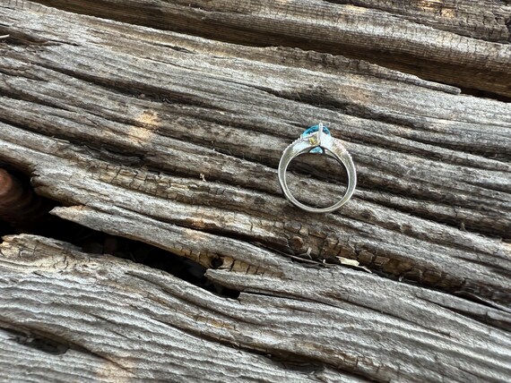 Marked 316/SS ring size 7 with rectangular blue c… - image 4