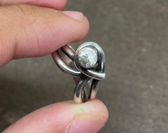 Vintage Navajo Sterling Silver Round Hematite Ring Size 6