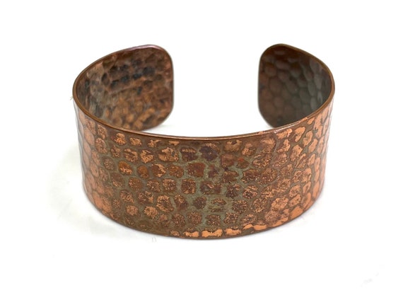 Hammered Copper Cuff Bracelet: Wide Adjustable De… - image 1