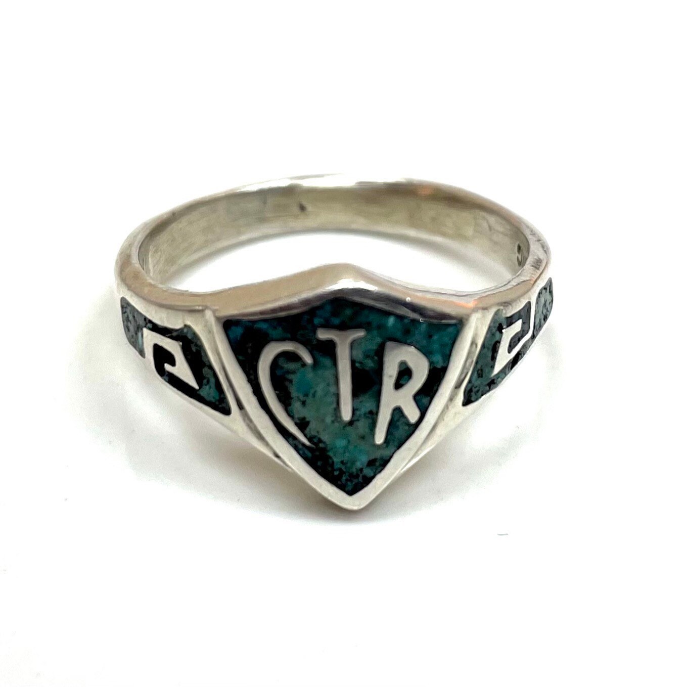 Vintage Sterling Silver Green Enamel Ctr Ring Size Etsy India