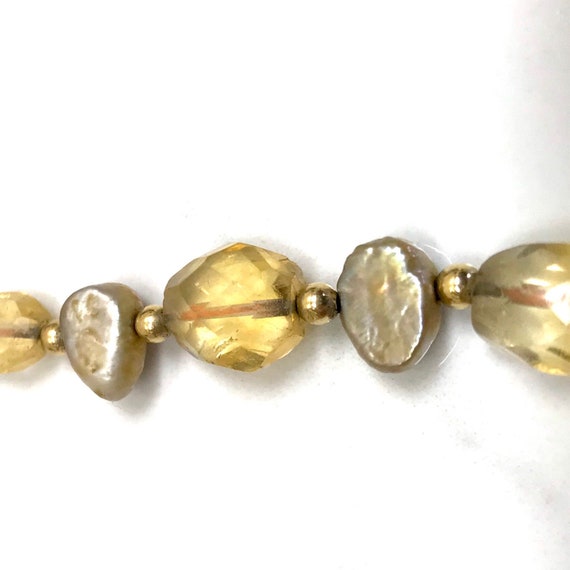 Pearl, Crystal & Gold Beaded Necklace with 14k Lo… - image 3