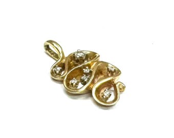 14k 585 solid yellow gold diamond cluster pendant.#2965S.Free shipping!!!
