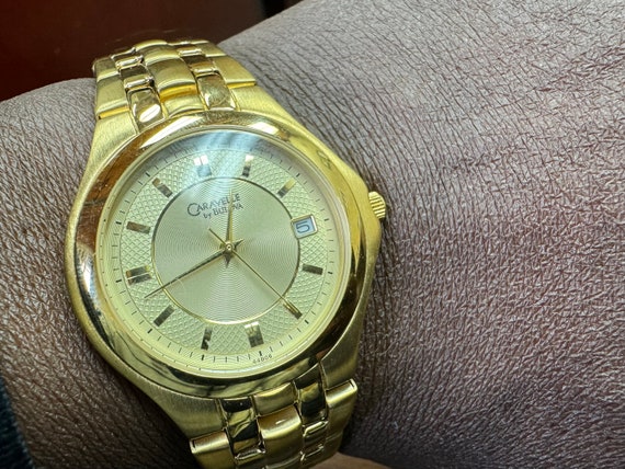 Brand new Mens Caravelle by Bulova gold tone date… - image 1