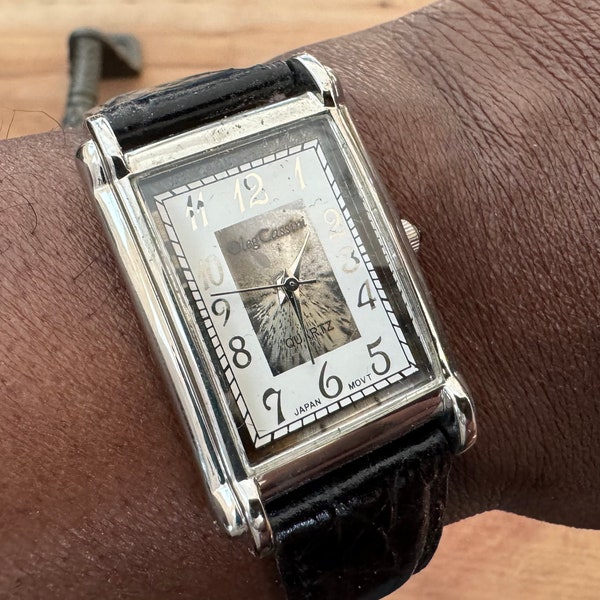 Vintage Oleg Cassini rectangular/ tank quartz watch new without tags.#2595WB.Free shipping!!!