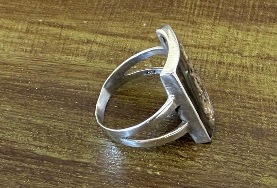 Vintage Abalone Shell Sterling Silver Ring - Size… - image 3