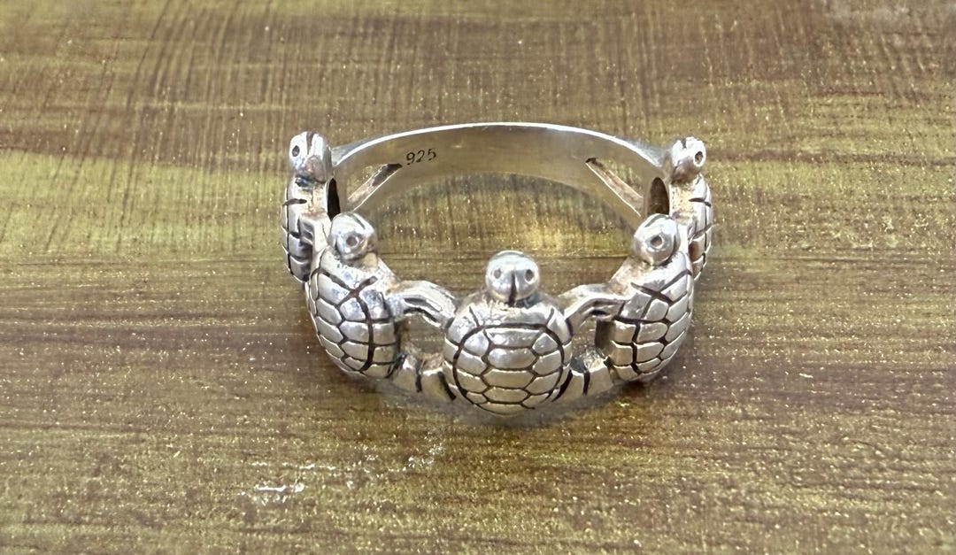 Turtle Servant Ringer Sea Turtles Sterling Silver Band / Ring Size 8.#51T2. Free Shipping ...