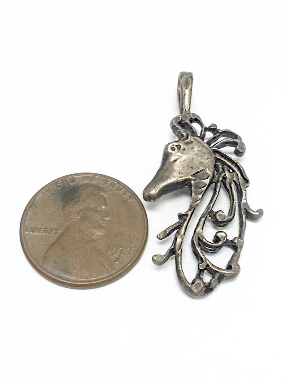 Excellent Vintage Sterling Silver Horse Pendant - image 4