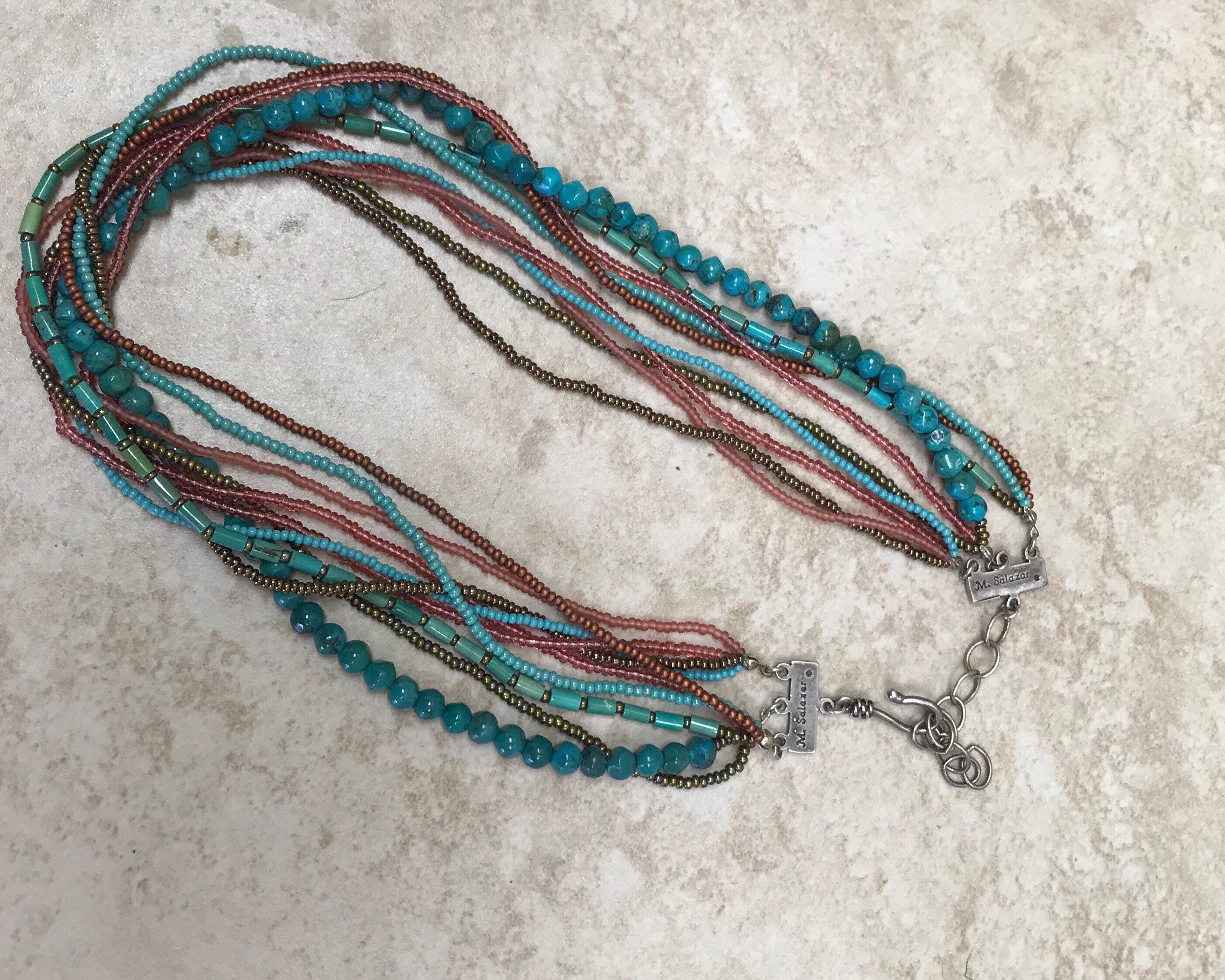Vintage Mercedes Salazar Beaded Multi Strand Turquoise - Etsy