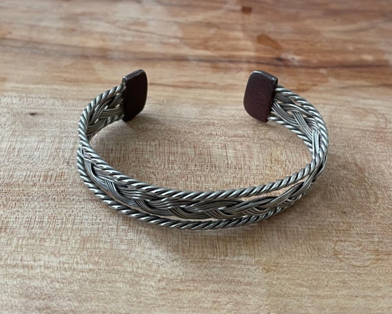 Vintage Handcrafted Sterling Silver Braided Rope Cuff