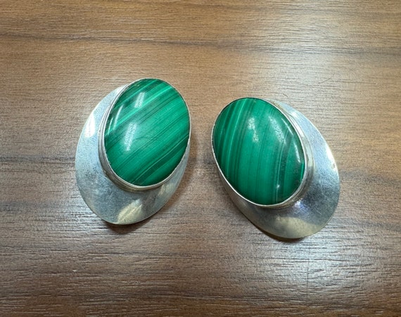 Vintage Navajo Lester Ortiz malachite big heavy p… - image 5