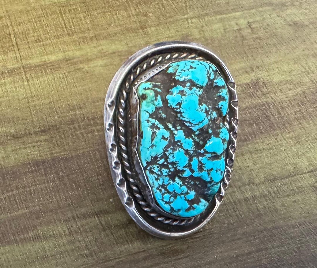 Vintage Signed Turquoise Sterling Silver Ring Size 8 Native American ...