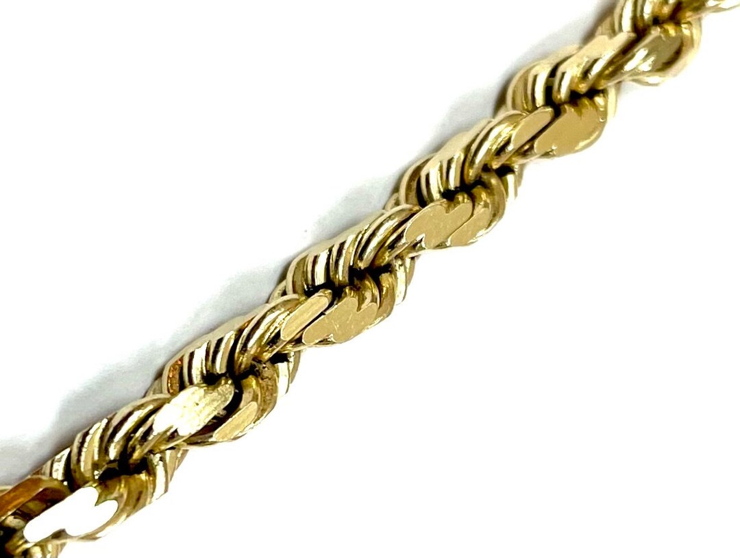 14k Solid Gold Diamond Cut Rope Chain 4.5mm 20 Inch Lobster Etsy