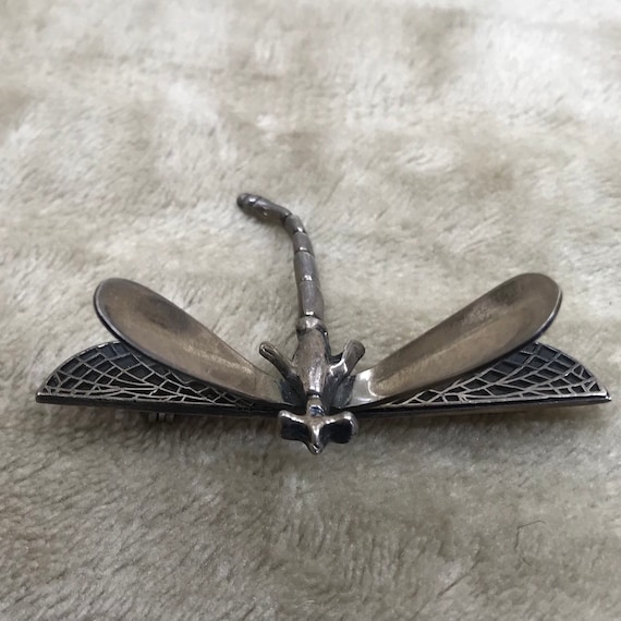 Dragon fly brooch sterling silver unisex 11.8g.#3… - image 1