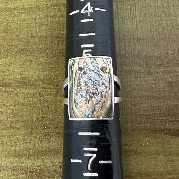 Vintage Abalone Shell Sterling Silver Ring - Size… - image 8