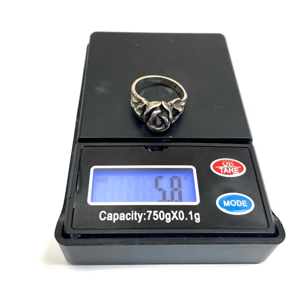 Sterling Silver Rose Ring - Size 6 - image 6