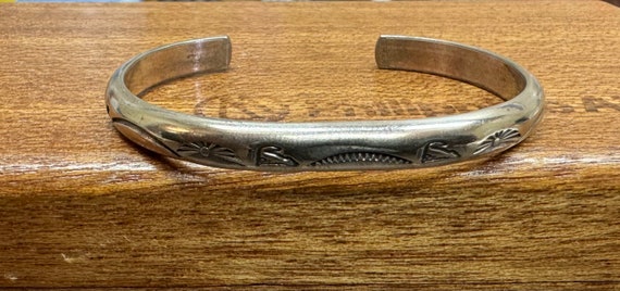 Navajo sterling silver cuff bracelet with stampin… - image 2