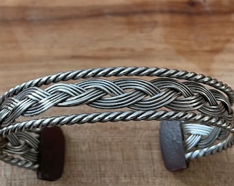 Vintage Handcrafted Sterling Silver Braided Rope Cuff