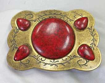 Vintage western/ rodeo/ stone brass belt buckle. #834BBB1.Free shipping!!!