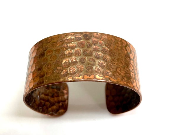 Hammered Copper Cuff Bracelet: Wide Adjustable De… - image 2