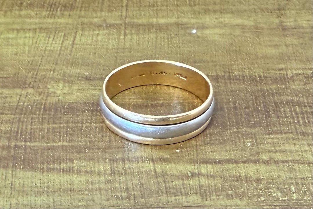 Platinum & 18k Gold Spinning Unisex Wedding Band Ring Size 9.5.#1300s ...