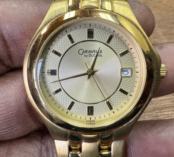 Brand new Mens Caravelle by Bulova gold tone date… - image 7
