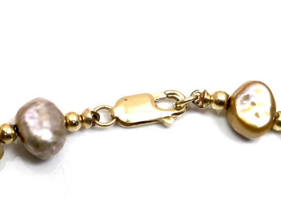 Pearl, Crystal & Gold Beaded Necklace with 14k Lo… - image 5