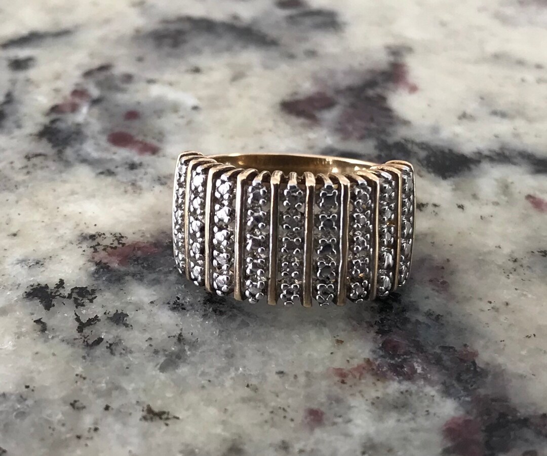 Sterling Silver Gold Tone Statement Ring Size 8. 2291 T1 Etsy