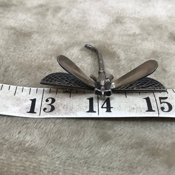 Dragon fly brooch sterling silver unisex 11.8g.#3… - image 7