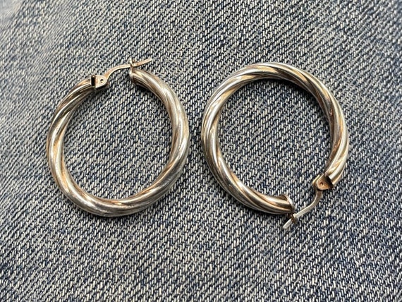 Sterling silver twisted hoop earrings.#200673SEB.… - image 2