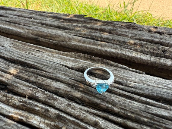 Marked 316/SS ring size 7 with rectangular blue c… - image 5