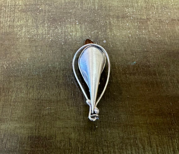 Vintage sterling silver amber flower pendant.#214… - image 4