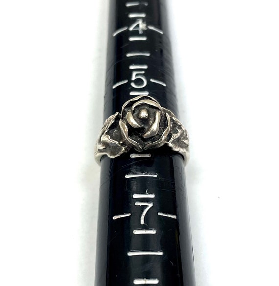 Sterling Silver Rose Ring - Size 6 - image 4