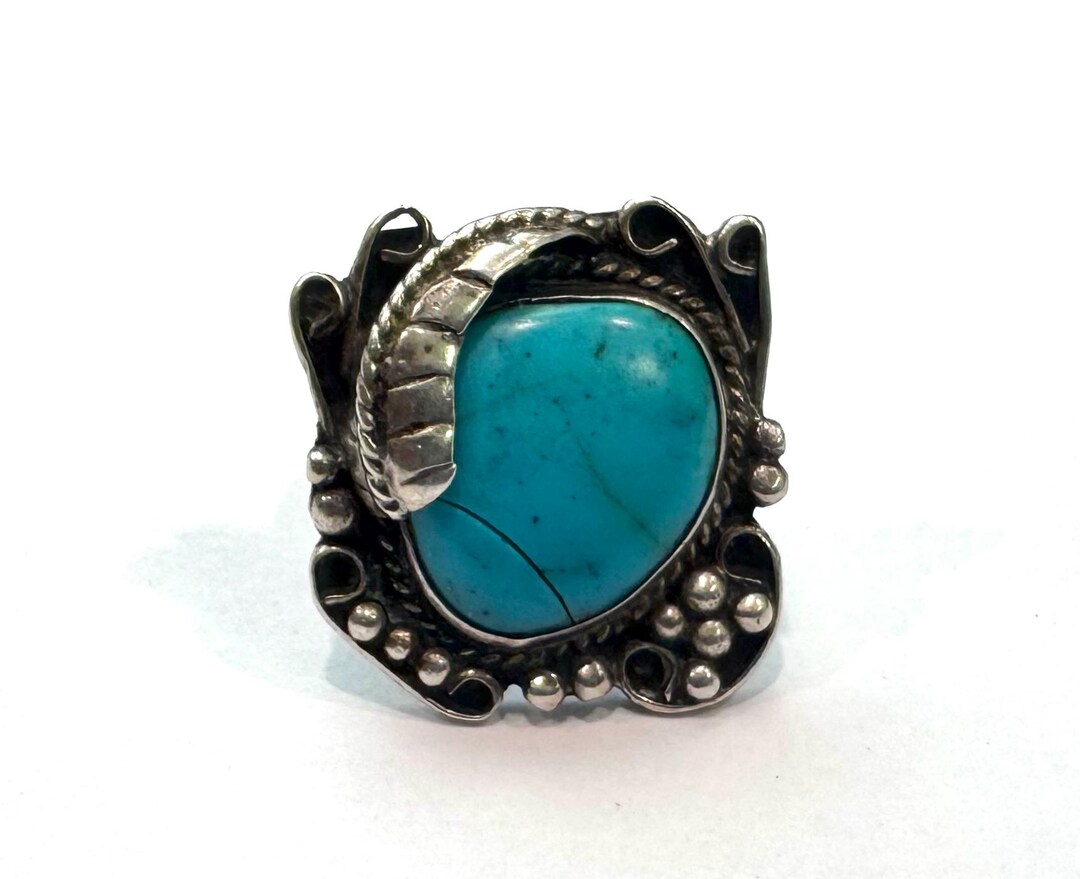 Vintage Native American Sterling Silver Turquoise Ring Size 7 Sold as ...