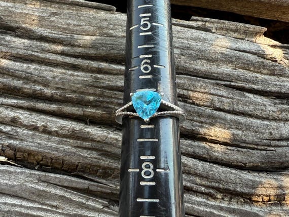 Marked 316/SS ring size 7 with rectangular blue c… - image 1