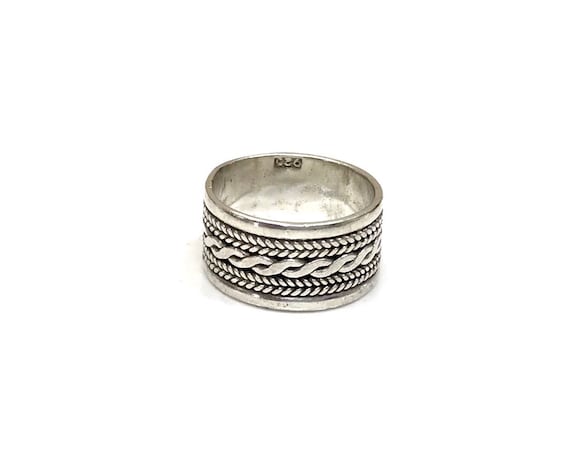 Sterling silver” 10mm” wide band braided size 7. … - image 1