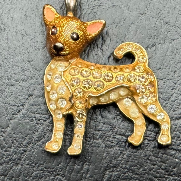 Sterling silver dog chihuahua pendant.#1191B4..Free shipping!!