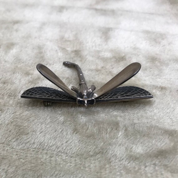 Dragon fly brooch sterling silver unisex 11.8g.#3… - image 5