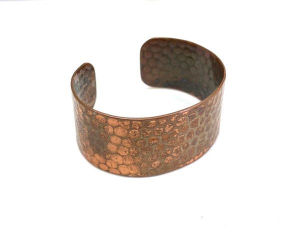 Hammered Copper Cuff Bracelet: Wide Adjustable De… - image 3