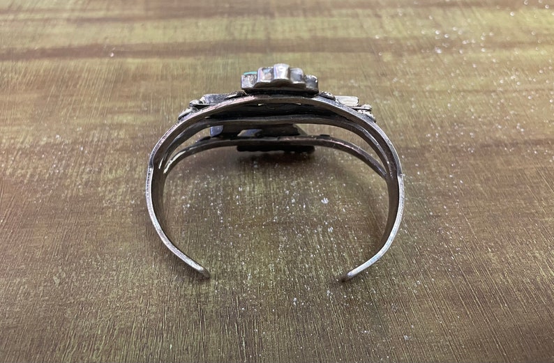 Vintage Zuni Native American Turquoise Inlay Knifewing Cuff Bracelet ...