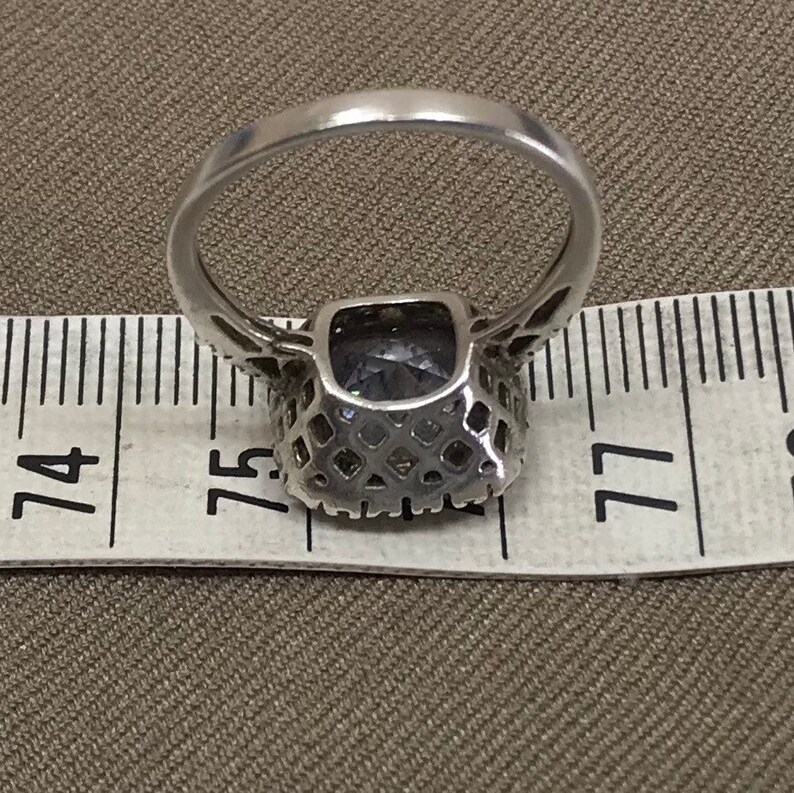 Cushion cut sterling silver ring with cubic zirconia # 2511T1