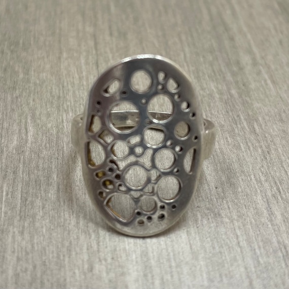 Sterling Silver Cutout Statement Ring - Size 7.5 - image 1