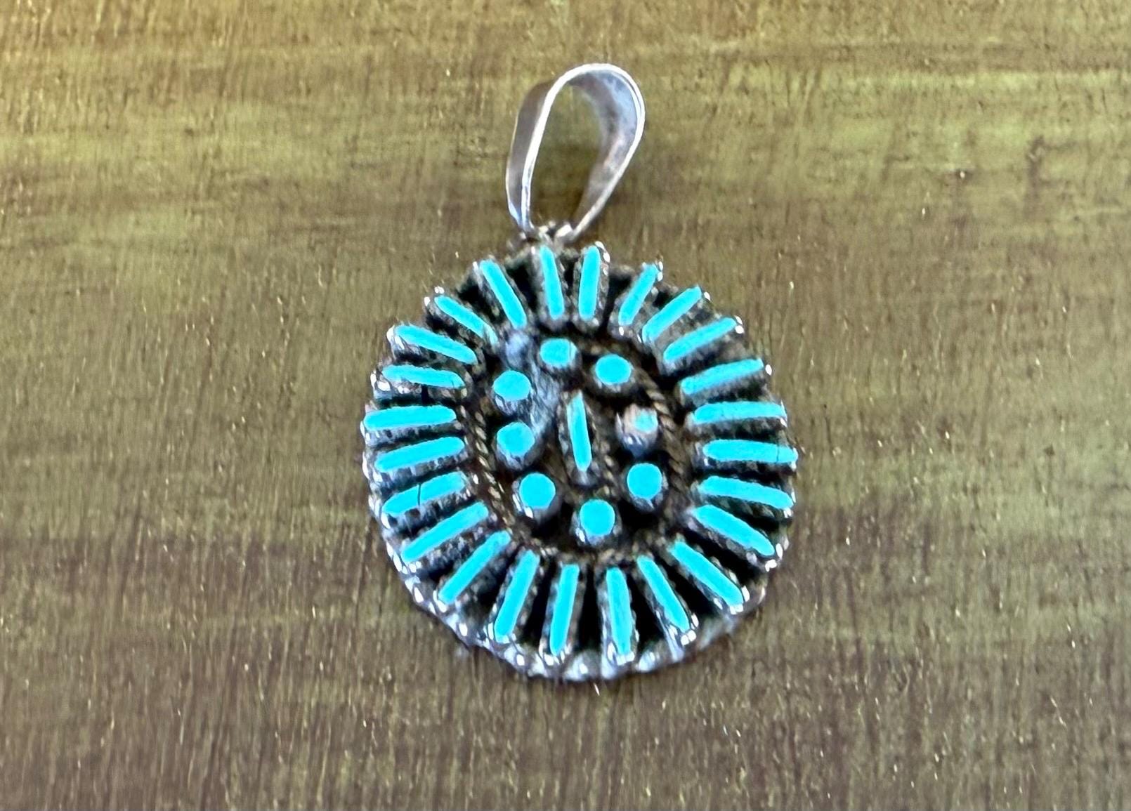 Turquoise Needlepoint Pendant - Etsy